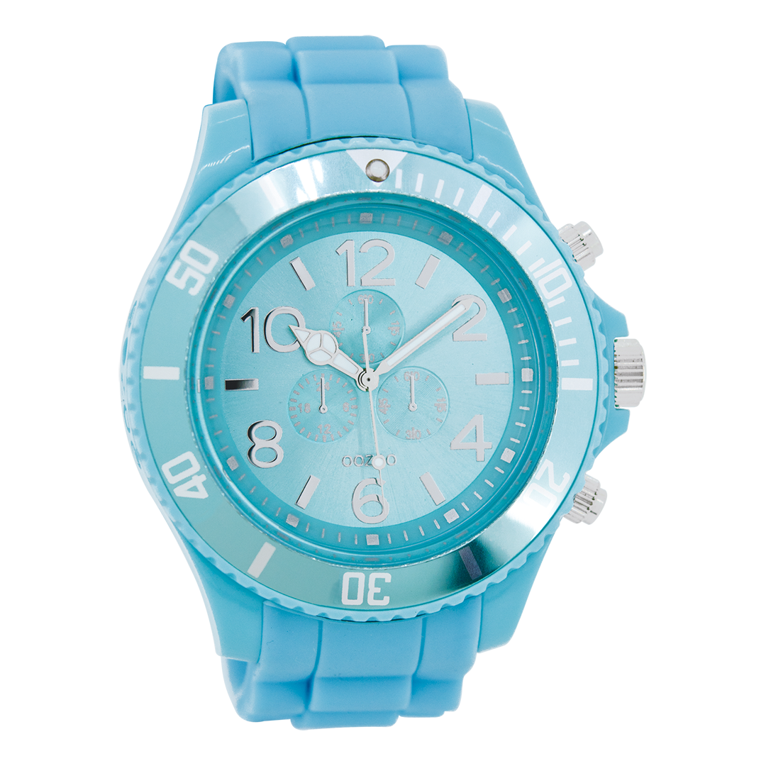 Licht blauwe OOZOO horloge met rubber band - C4824