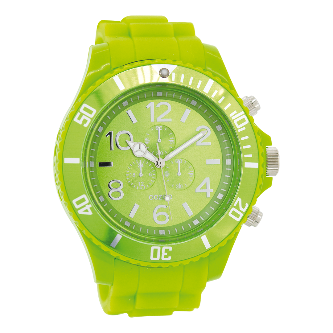 Fluo groene OOZOO horloge met rubber band - C4825