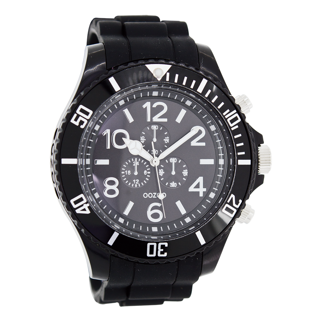 Zwarte OOZOO horloge met rubber band - C4829