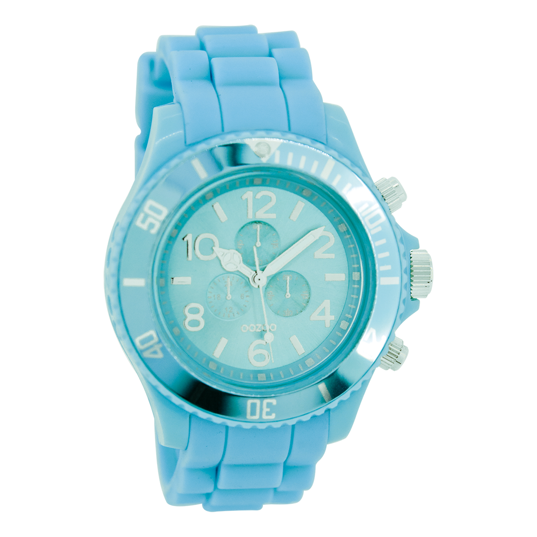Licht blauwe OOZOO horloge met rubber band - C4834