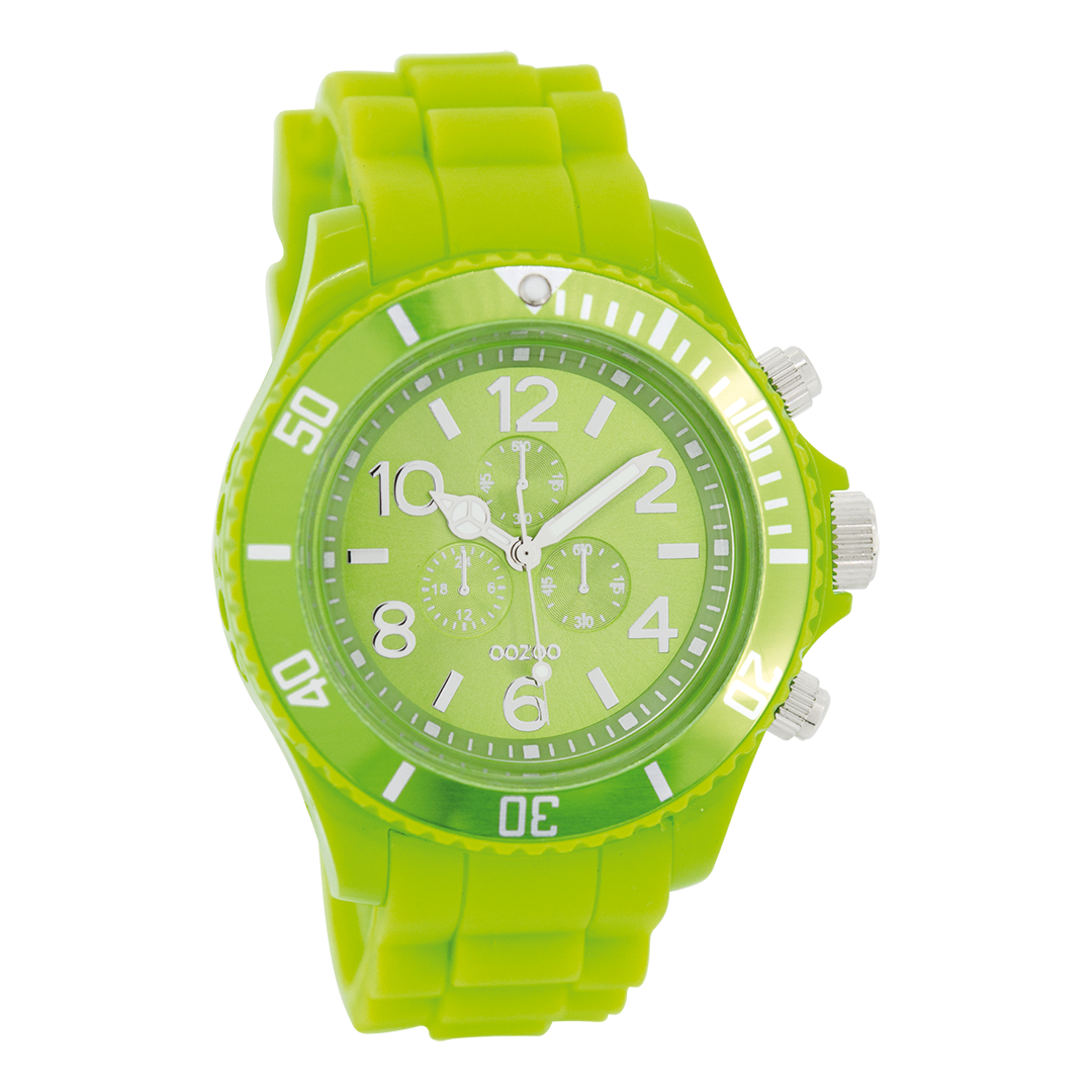 Fluo groene OOZOO horloge met rubber band - C4835
