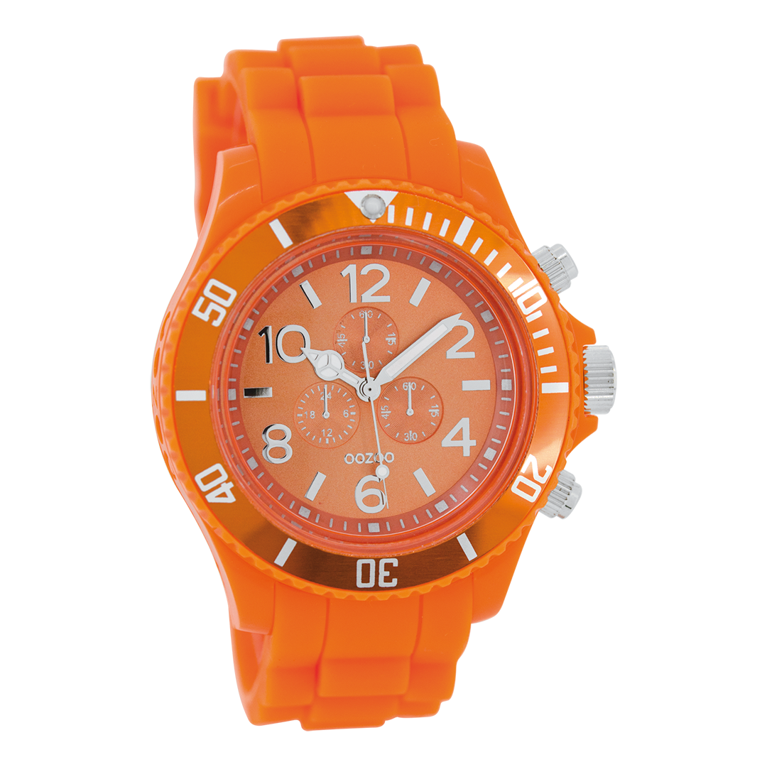 Fluo oranje OOZOO horloge met rubber band - C4836