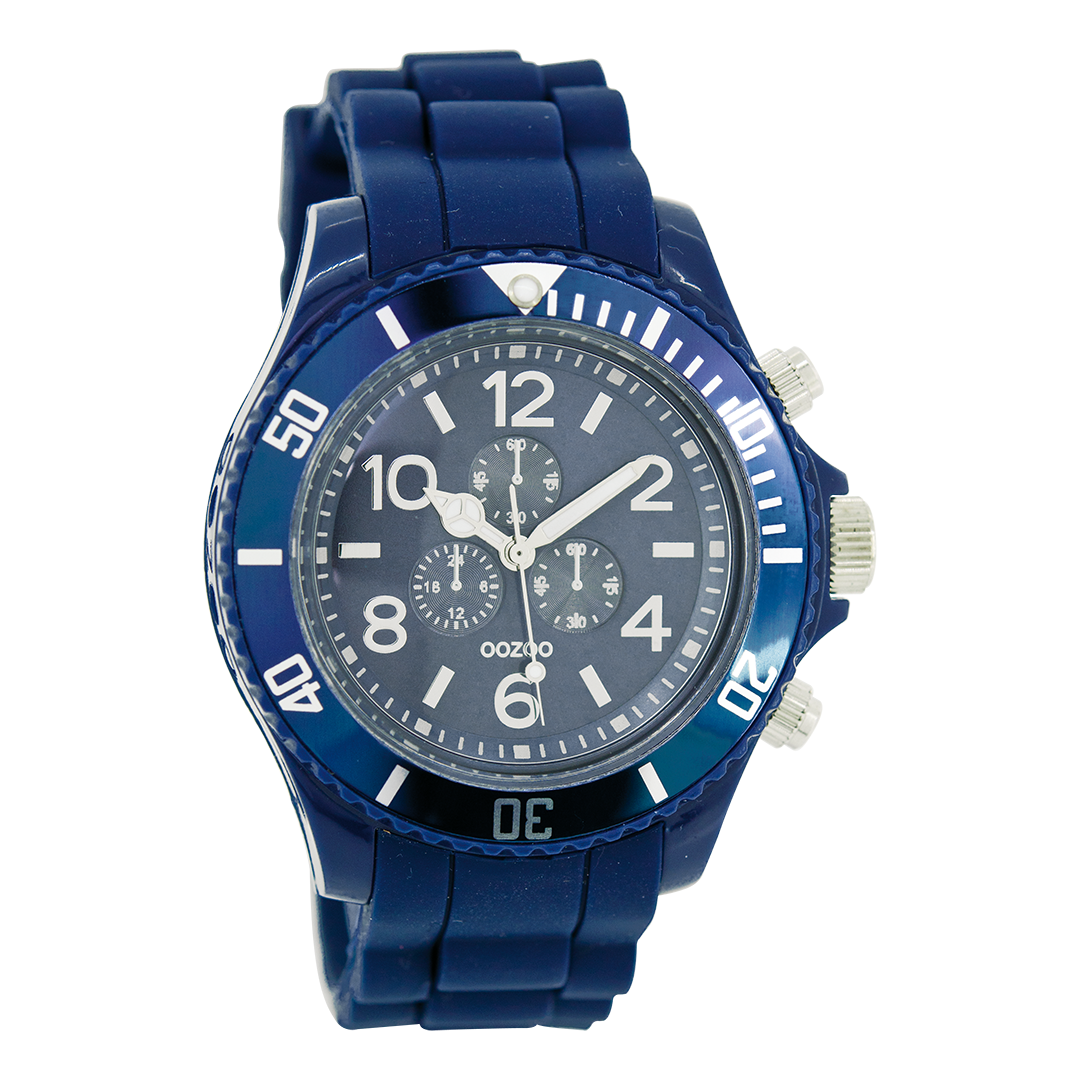 Donker blauwe OOZOO horloge met rubber band - C4838