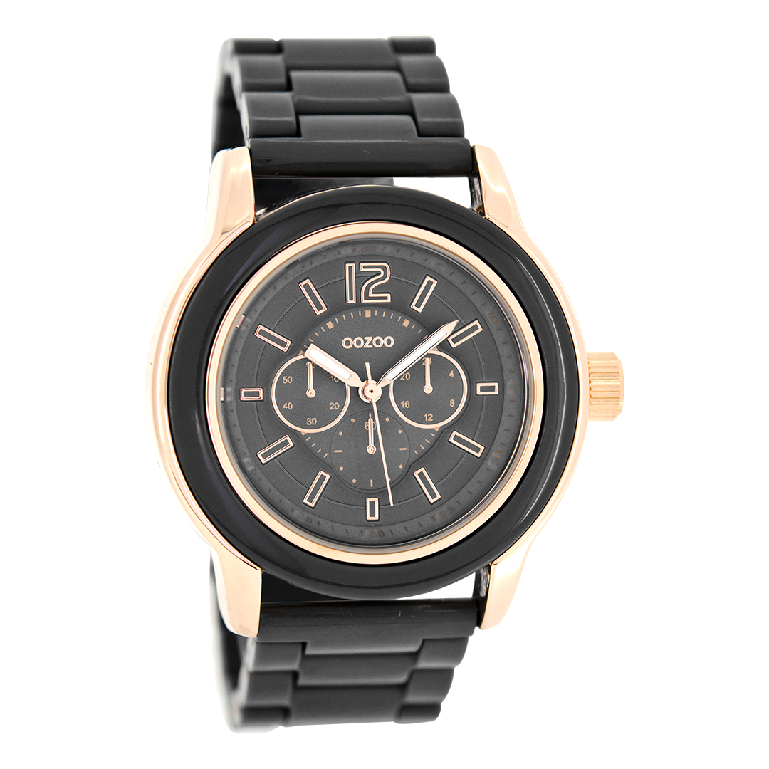 Rose gold coloured OOZOO watch with grey plastic watch strap - C4943