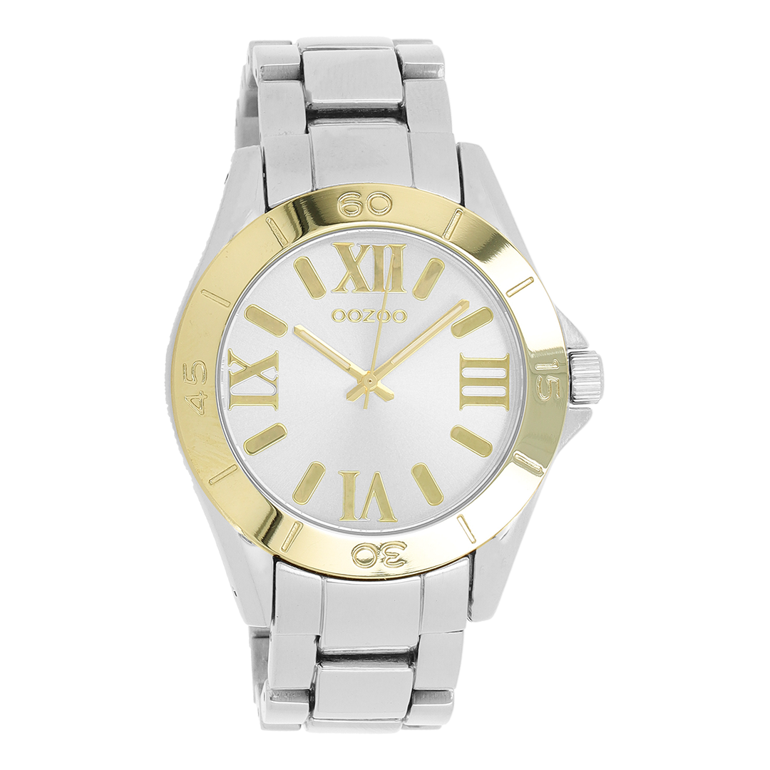 Silver coloured/gold OOZOO watch with silver coloured stainless steel bracelet - C5703