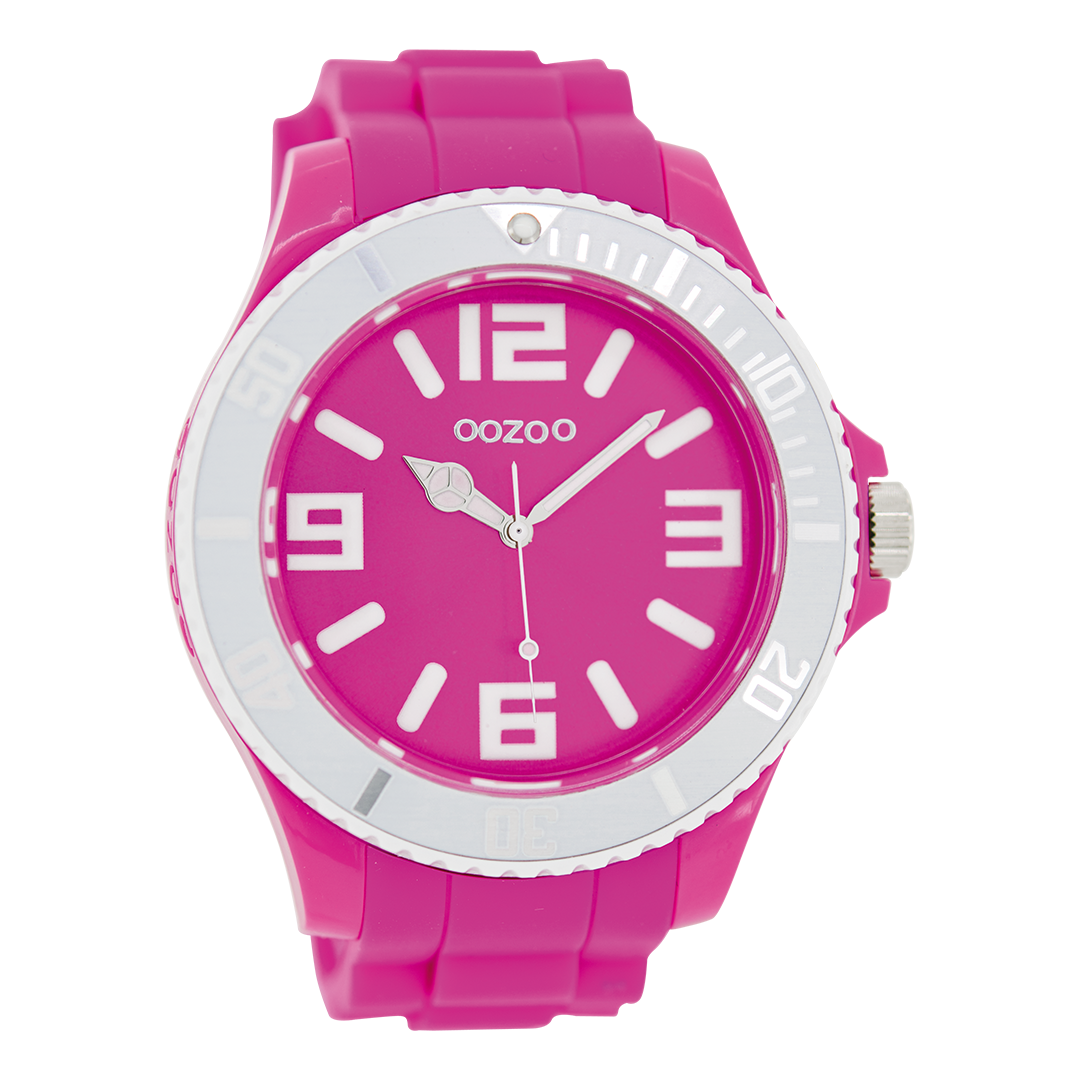 Roze OOZOO horloge met rubber band - C5818