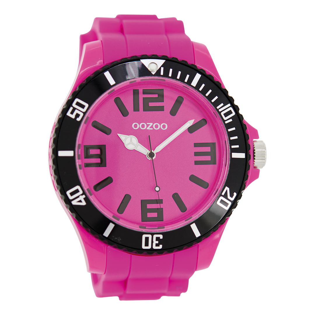 Roze OOZOO horloge met rubber band - C5819