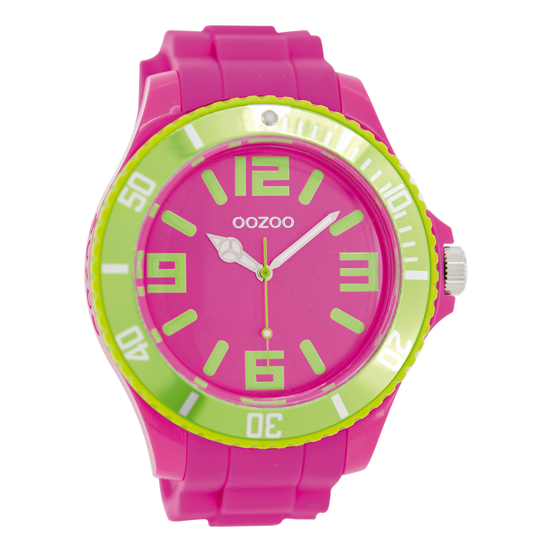 Roze OOZOO horloge met rubber band - C5820