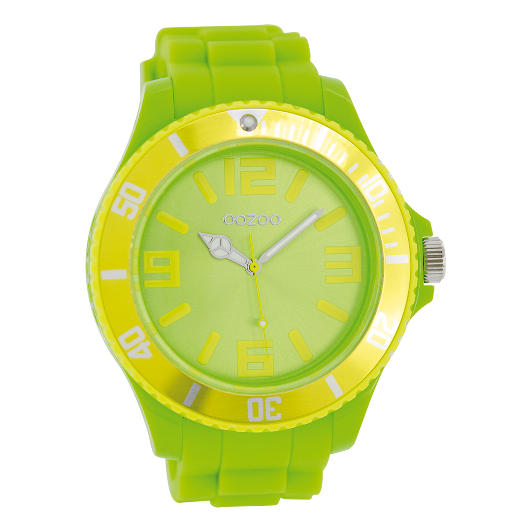 Fluo groene OOZOO horloge met rubber band - C5824