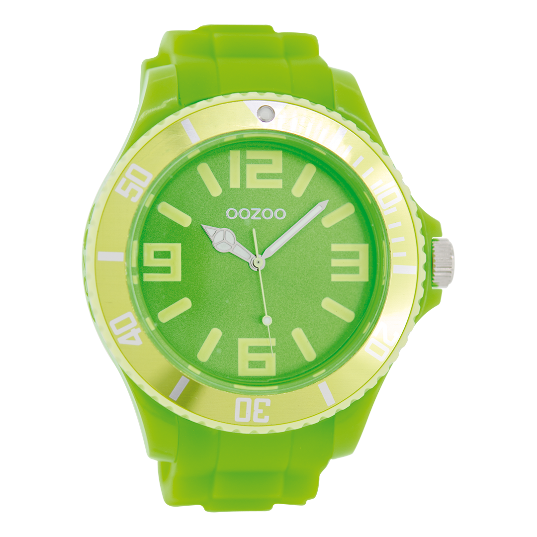 Fluo groene OOZOO horloge met rubber band - C5834