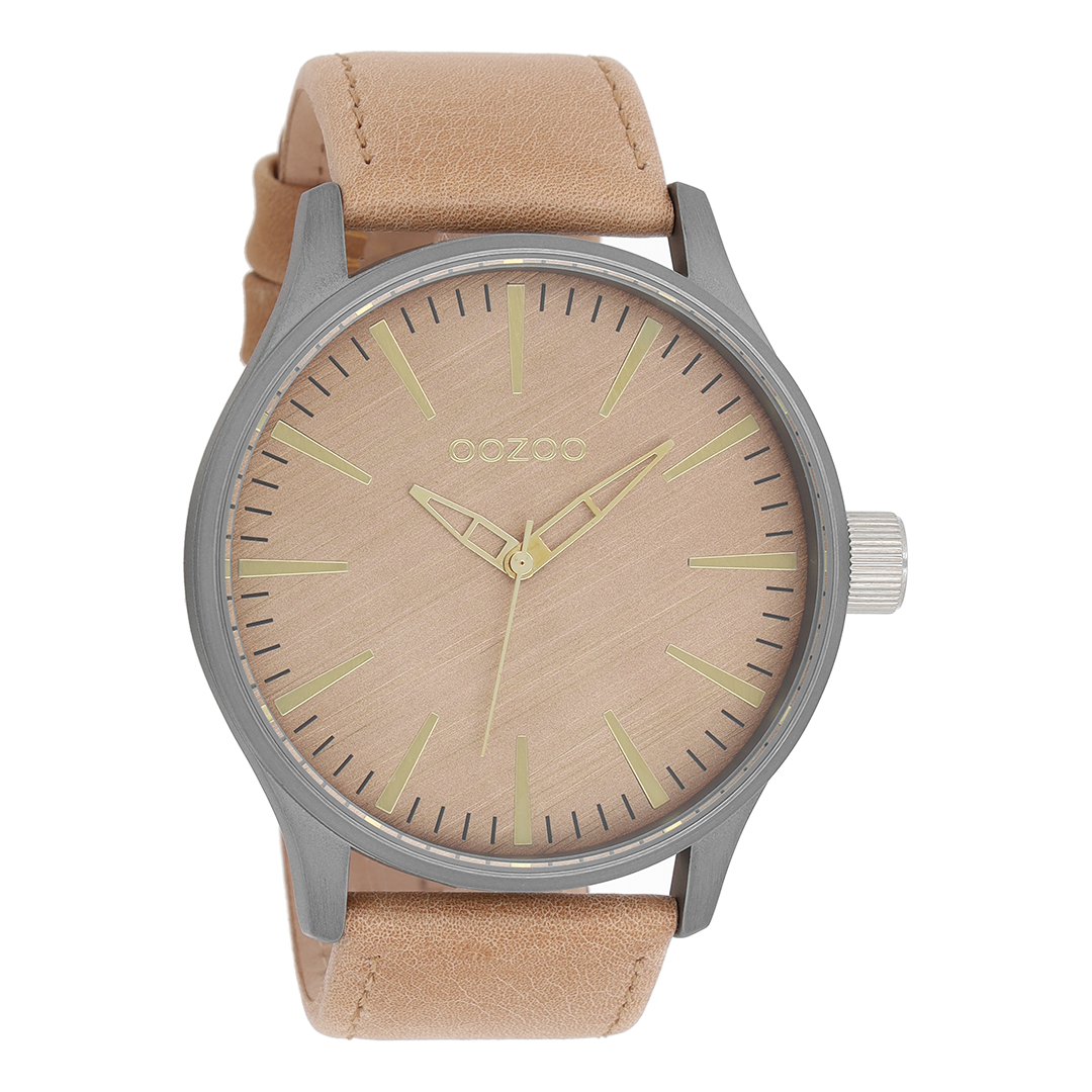 Titanium OOZOO watch with camel leather strap - C7860