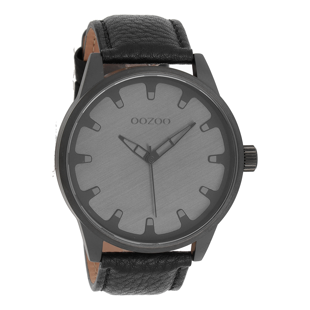 Zwarte OOZOO horloge met leren band - C8549