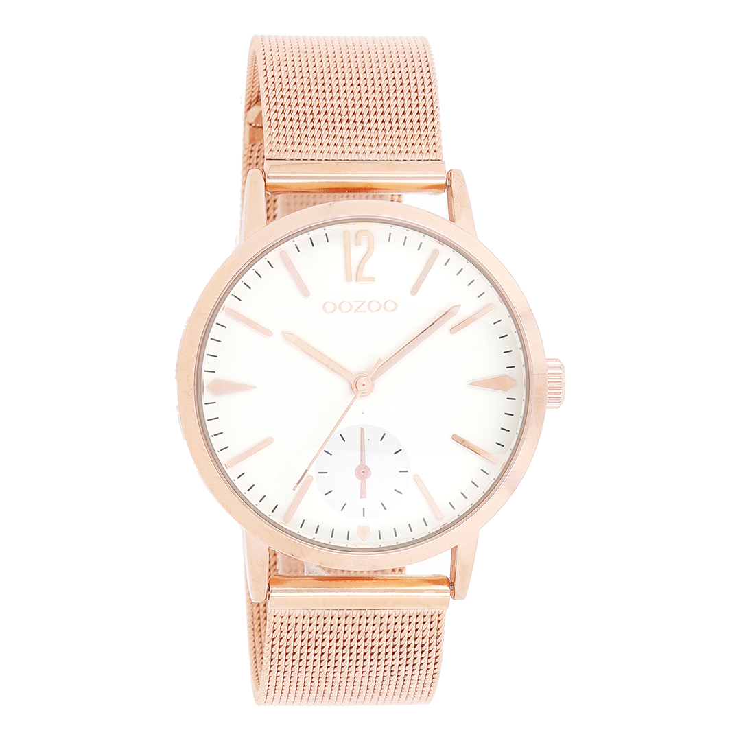 Rosé goudkleurige OOZOO horloge met metalen mesh armband - C8618