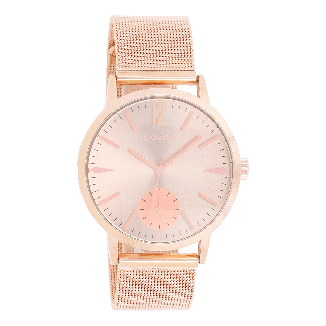 Rosé goudkleurige OOZOO horloge met metalen mesh armband - C8619