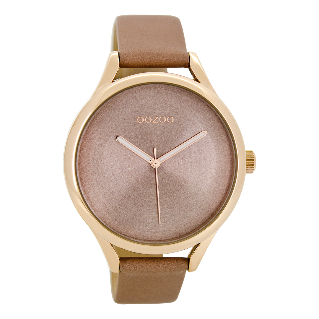 Rosé goudkleurige OOZOO horloge met zacht roze leren band - C8632