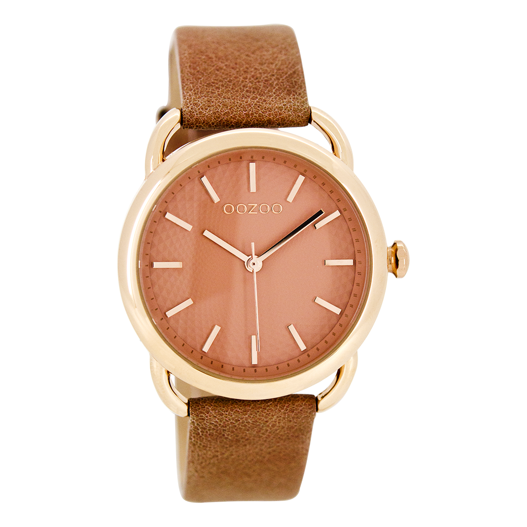 Rosé goudkleurige OOZOO horloge met zacht roze leren band - C8718