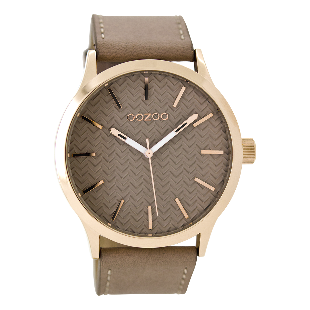 Rosé goudkleurige OOZOO horloge met oud roze leren band - C9016