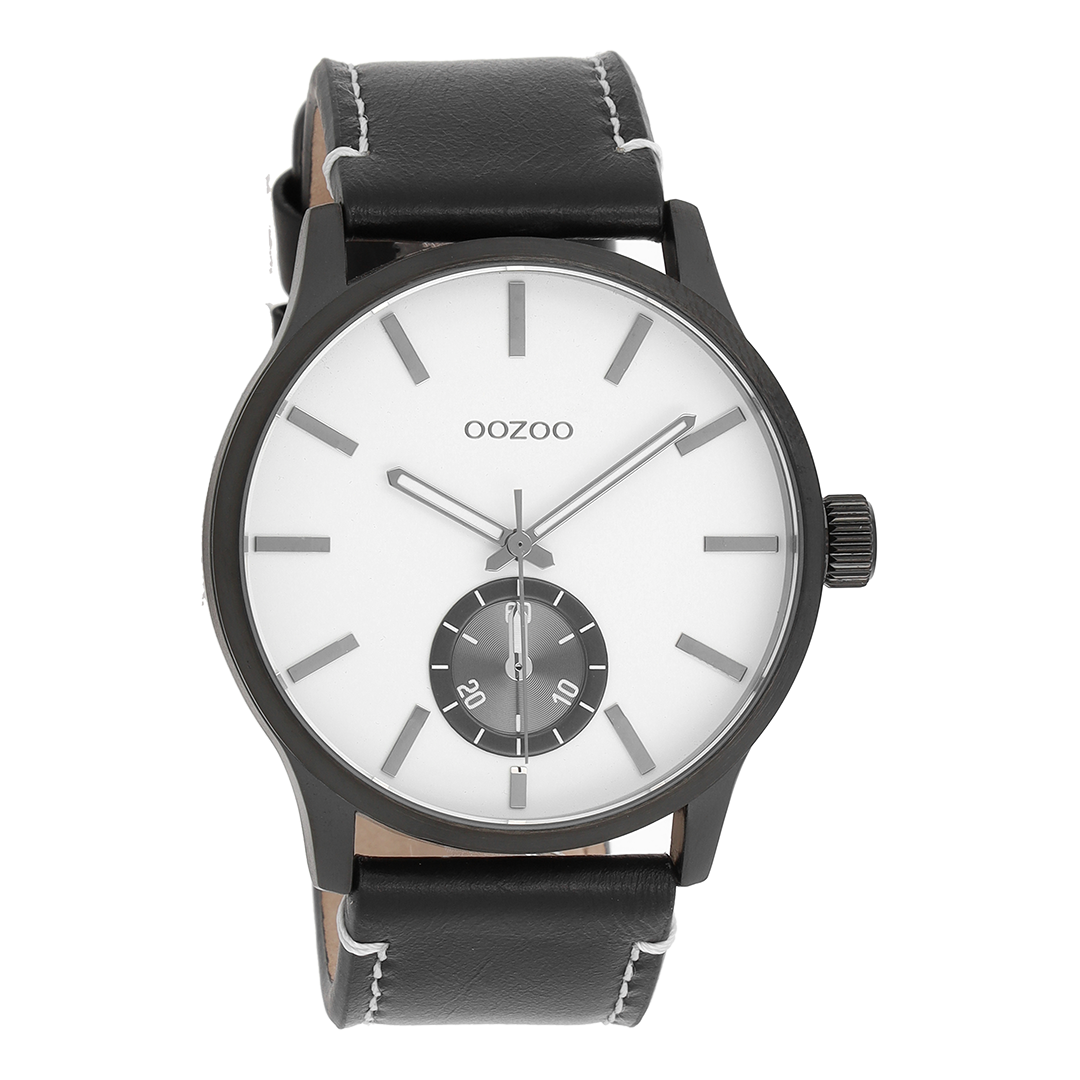 Zwarte OOZOO horloge met leren band - C9083