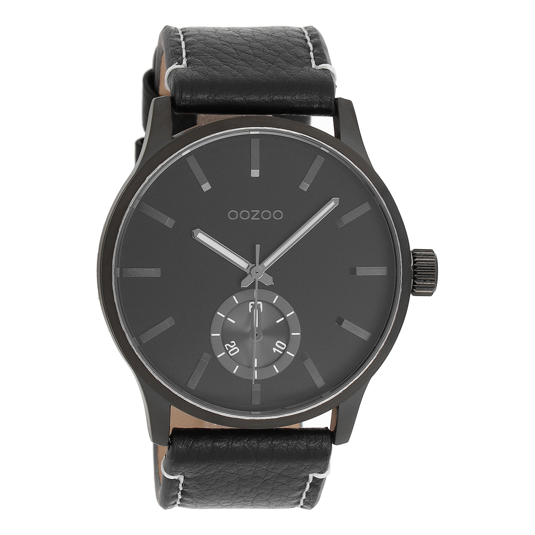 Zwarte OOZOO horloge met leren band - C9084