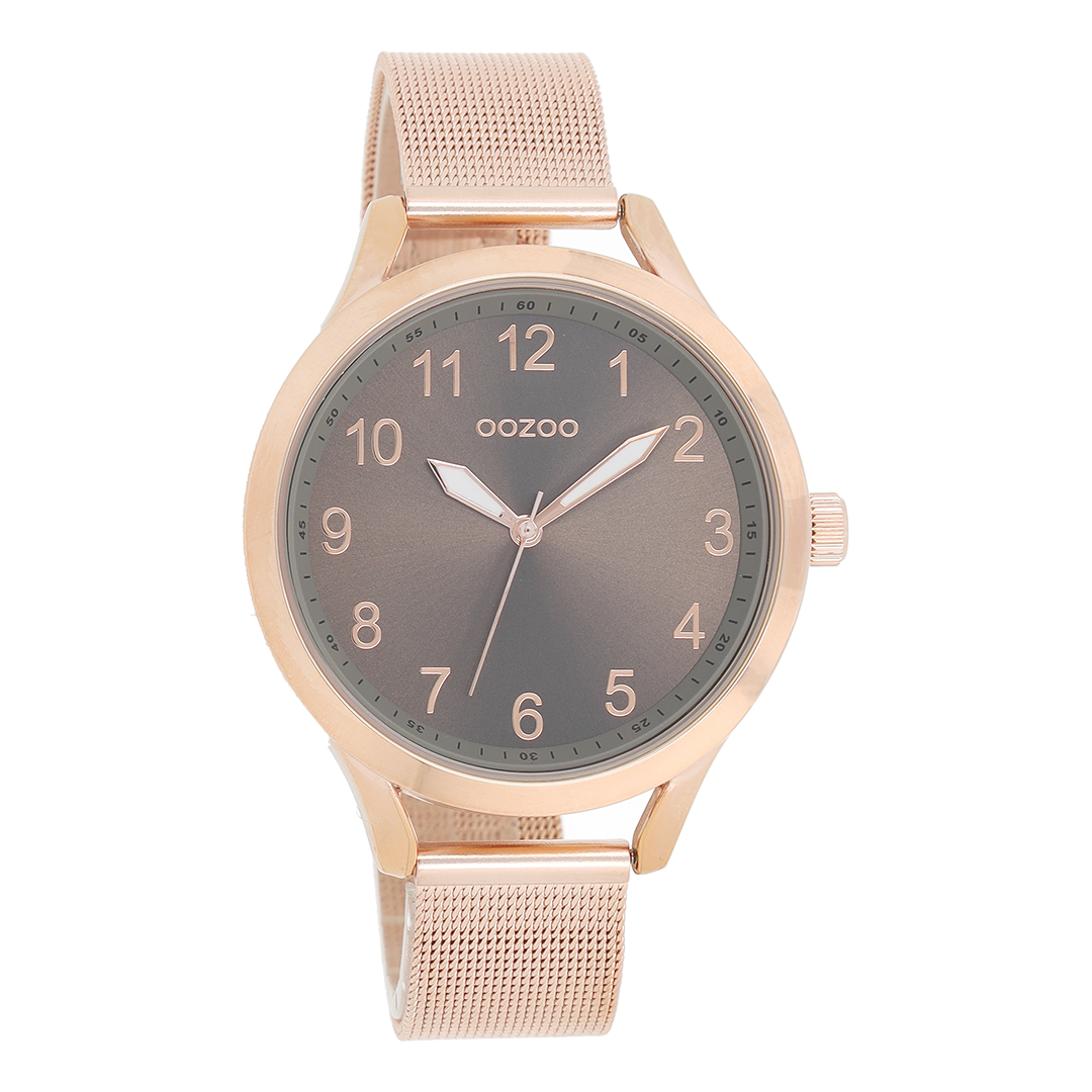 Rosé goudkleurige OOZOO horloge met metalen mesh armband - C9117
