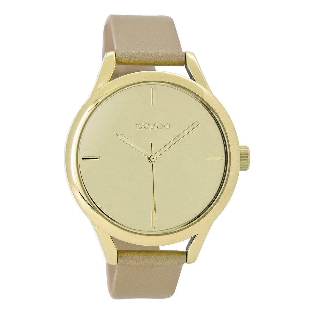 Goudkleurige OOZOO horloge met leren band - C9141