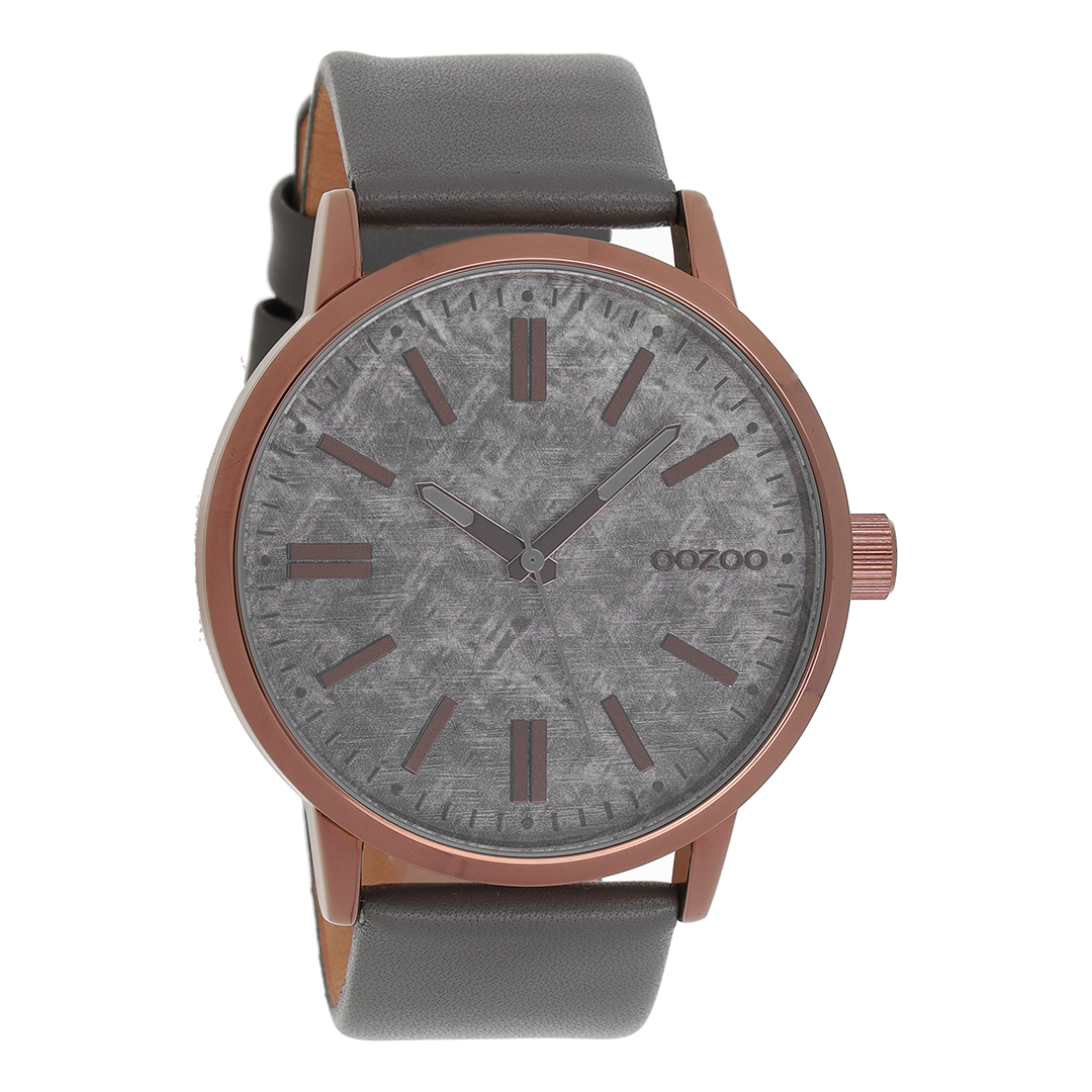 Bruine OOZOO horloge met olifant grijze leren band - C9408