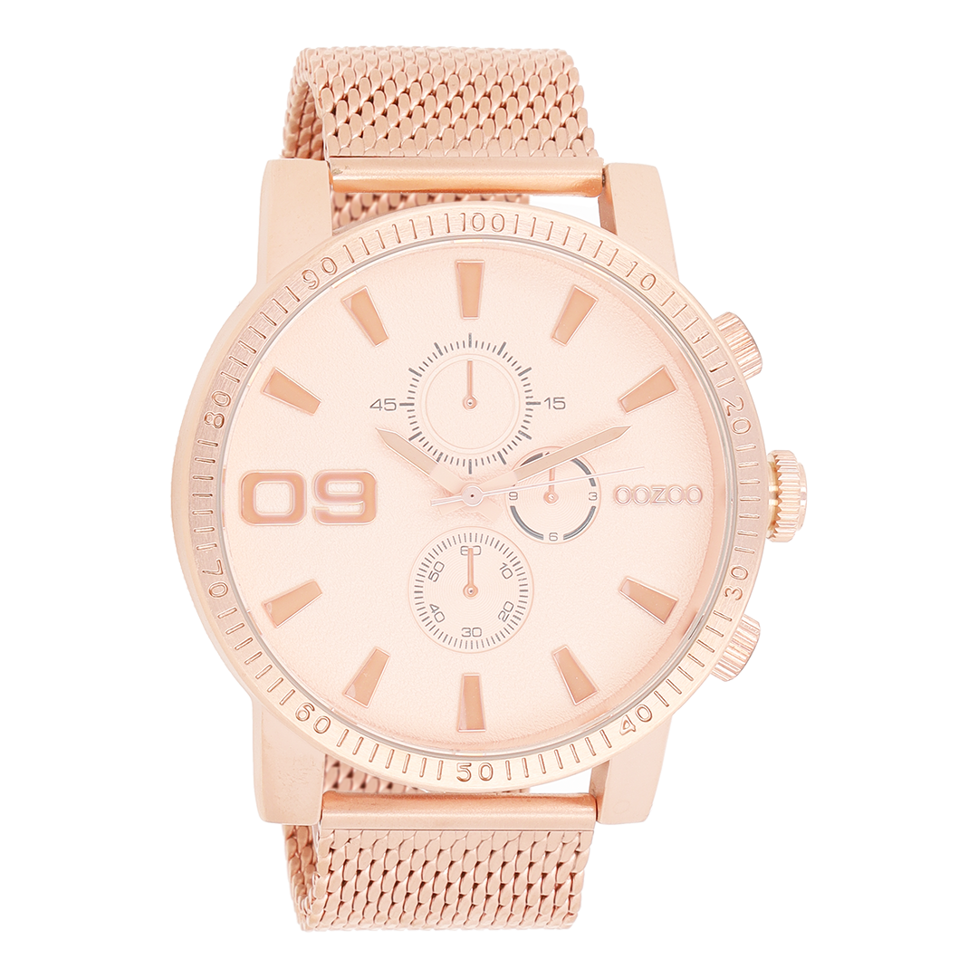 Rosé goudkleurige OOZOO horloge met metalen mesh armband - C9438