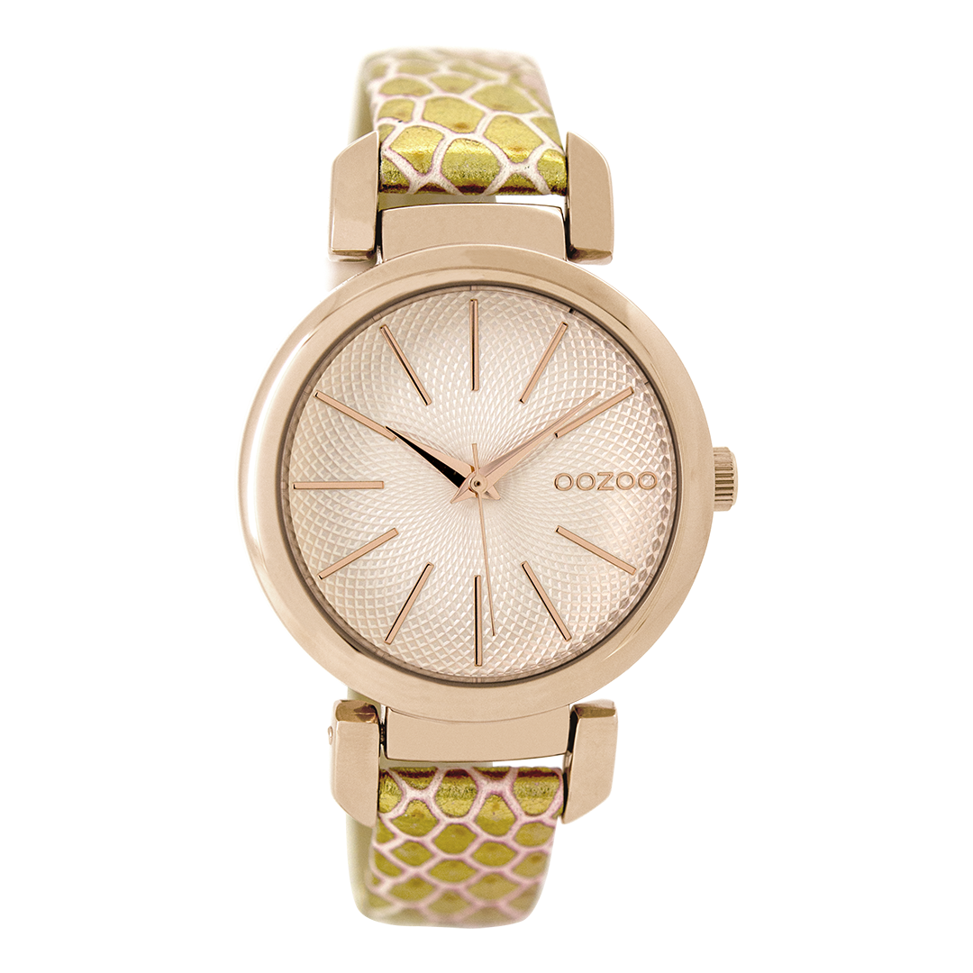 Rosé goudkleurige OOZOO horloge met goudkleurige leren band - C9487
