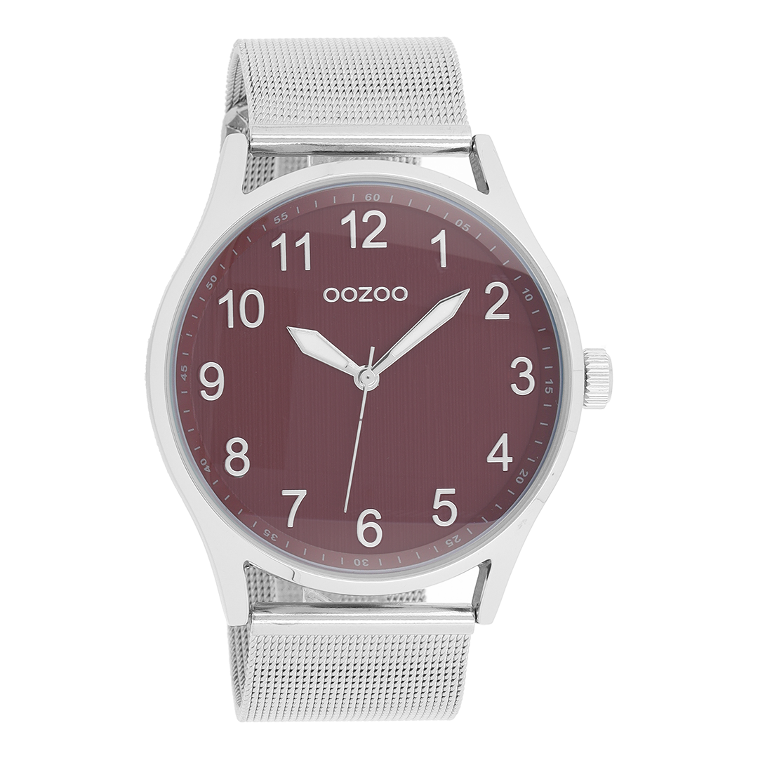 Zilverkleurige OOZOO horloge met metalen mesh armband - C9517