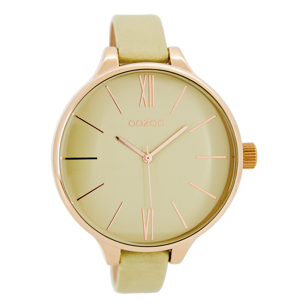 Rosé goudkleurige OOZOO horloge met zand leren band - C9541