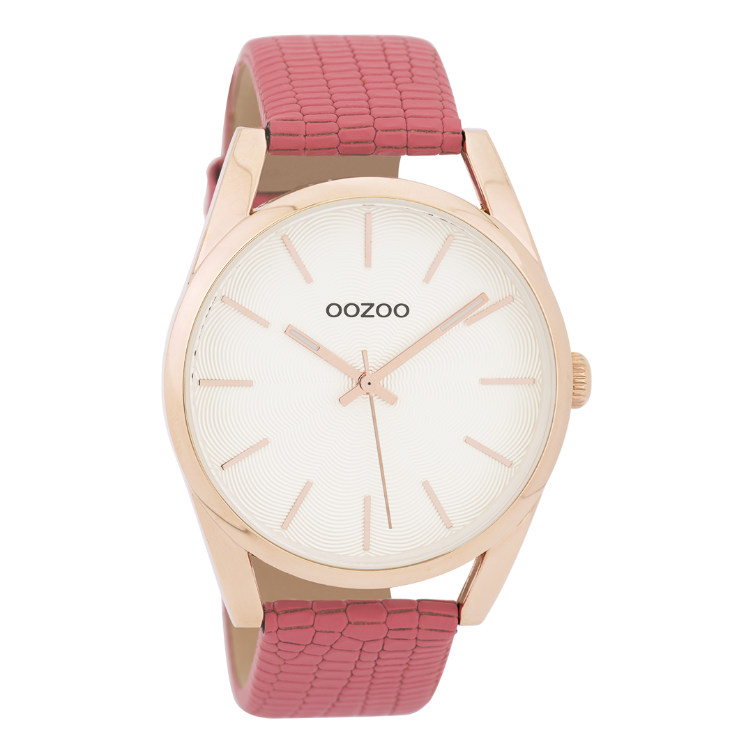 Rosé goudkleurige OOZOO horloge met roze leren band - C9584
