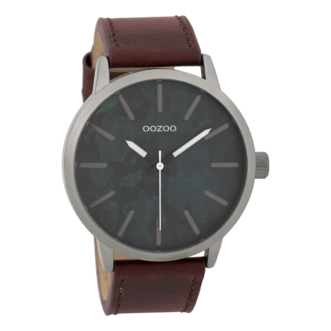Titanium OOZOO horloge met roodbruine leren band - C9603