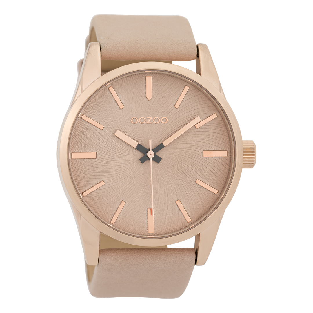 Rosé goudkleurige OOZOO horloge met oud roze leren band - C9626