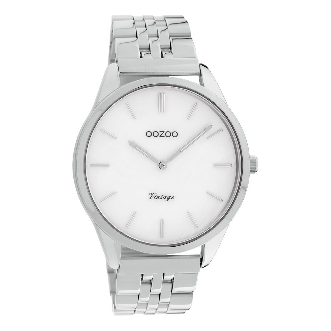 Zilverkleurige OOZOO horloge met roestvrijstalen armband - C9980