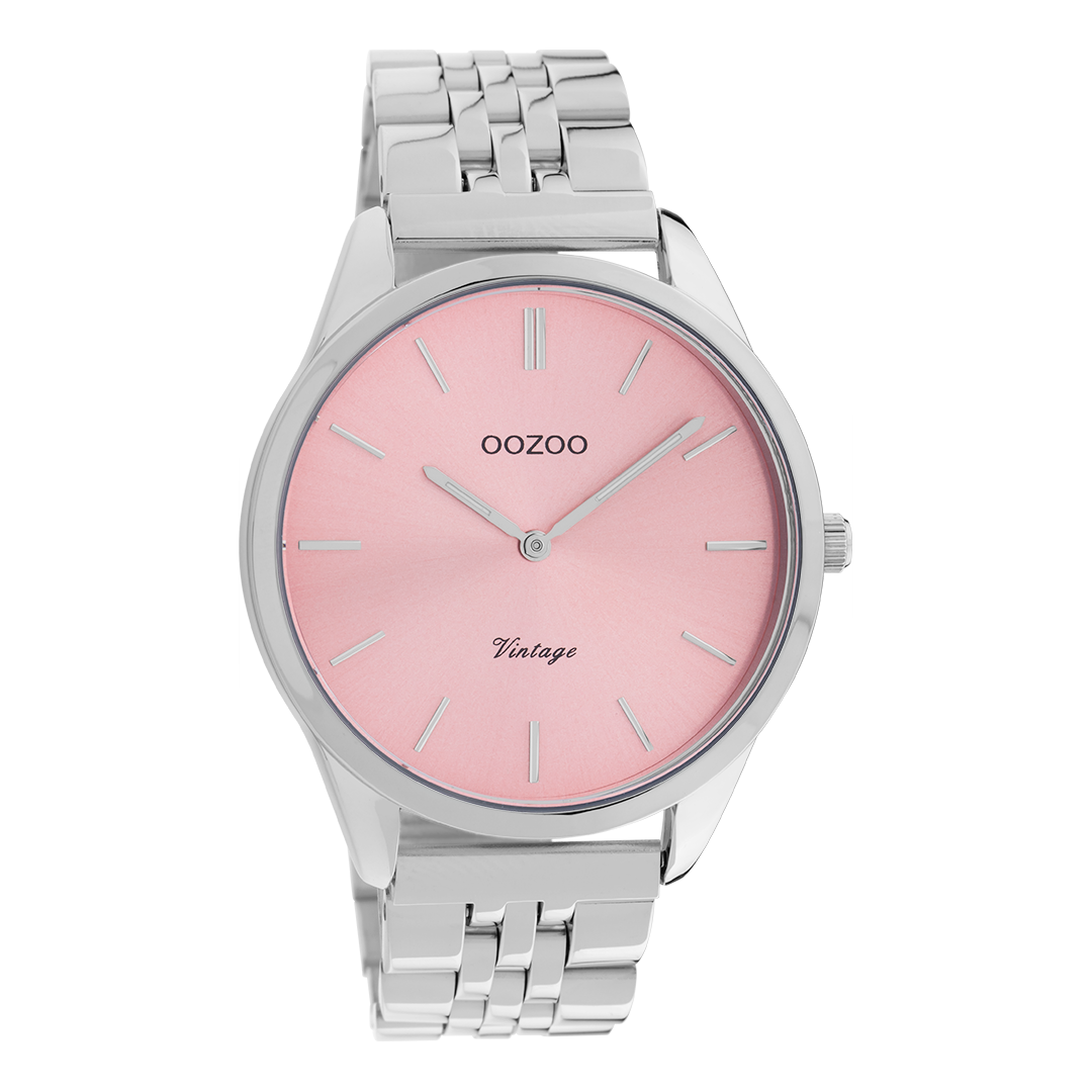 Zilverkleurige OOZOO horloge met roestvrijstalen armband - C9982