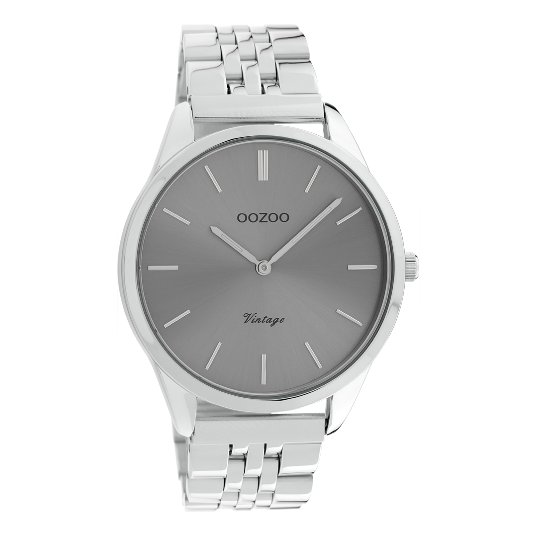 Zilverkleurige OOZOO horloge met roestvrijstalen armband - C9983