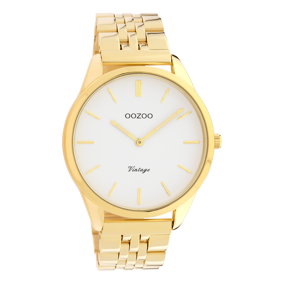Goudkleurige OOZOO horloge met roestvrijstalen armband - C9985