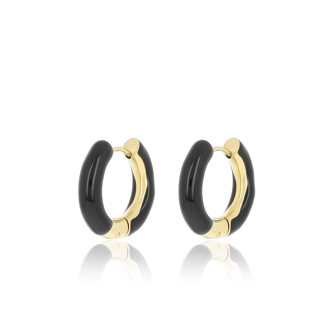 Goudkleurige oorringen met zwarte plating