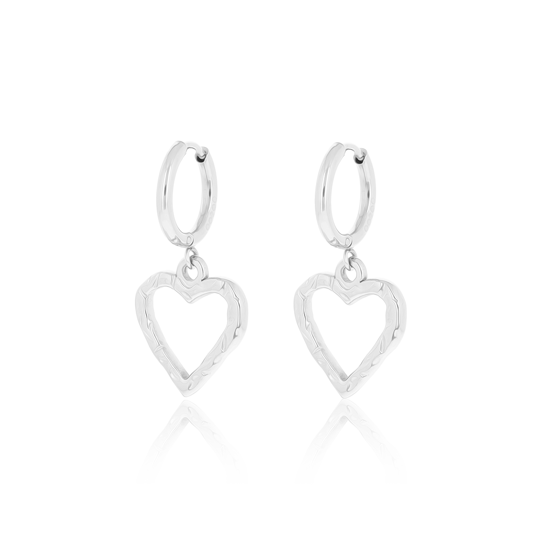 Silver coloured earrings with heart