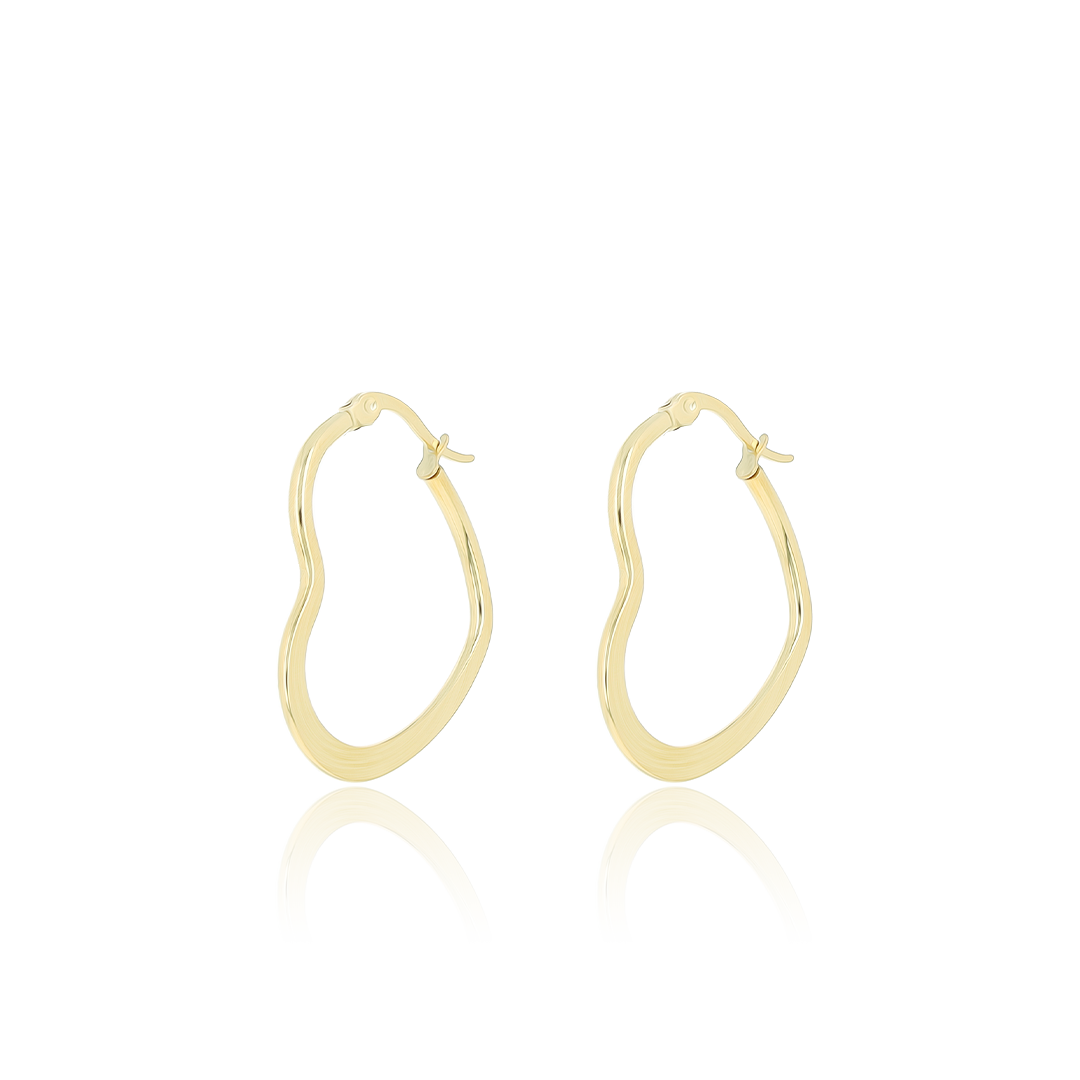 Brushed gold coloured hoop earrings with heart shape