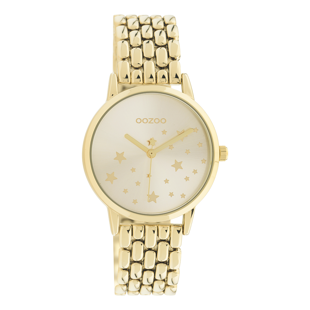 Goudkleurige OOZOO horloge met roestvrijstalen armband - C11028