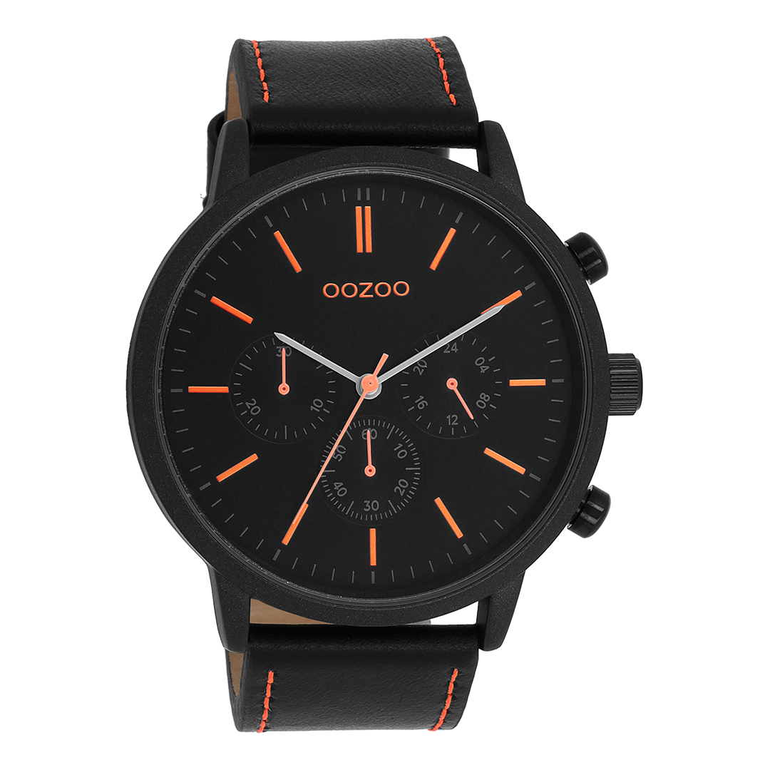 Black OOZOO watch with leather strap - C11209