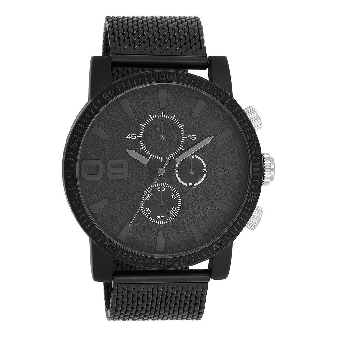 Zwarte OOZOO horloge met metalen mesh armband - C11214