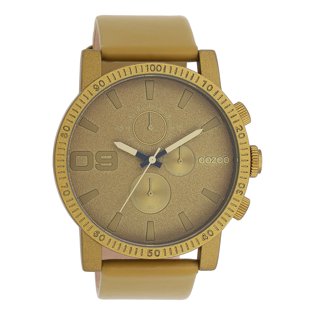 Olijf groene OOZOO horloge met leren band - C11217