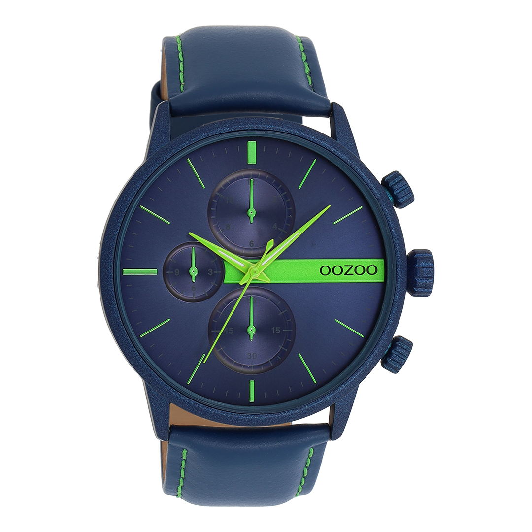 Blauwe OOZOO horloge met leren band - C11228