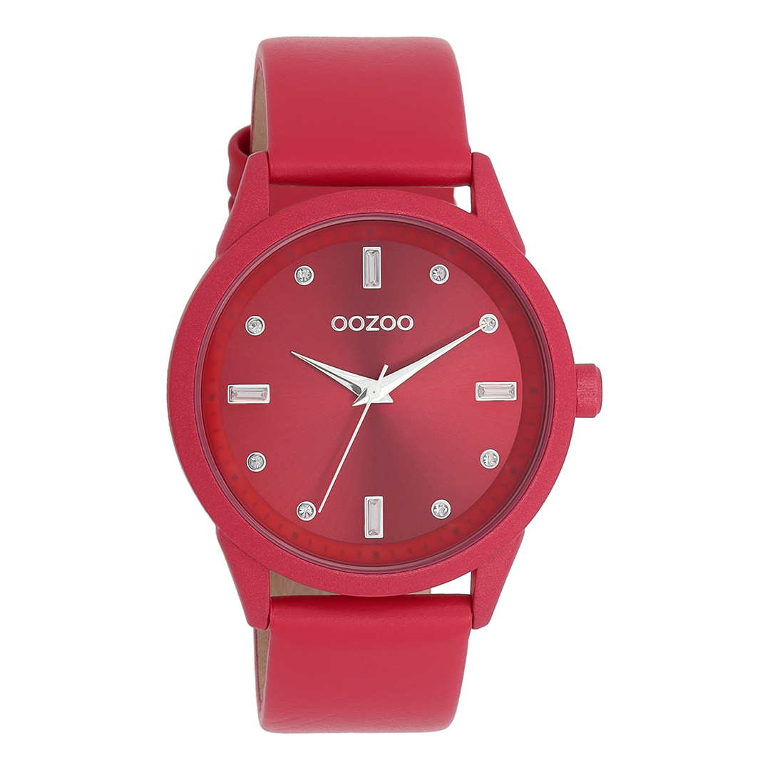 Viva magenta OOZOO horloge met leren band - C11286