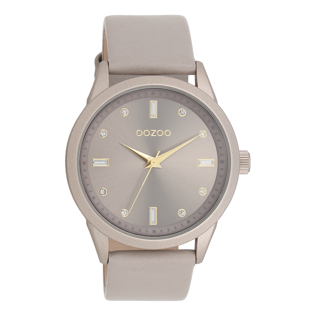 Taupe OOZOO horloge met leren band - C11287