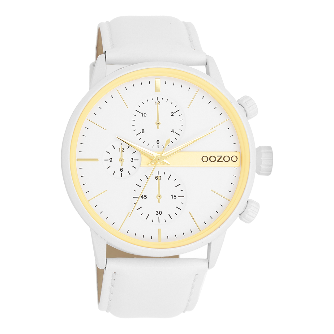 Witte OOZOO horloge met leren band - C11313