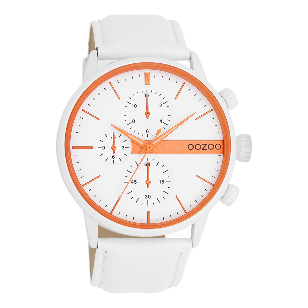 Witte OOZOO horloge met leren band - C11314