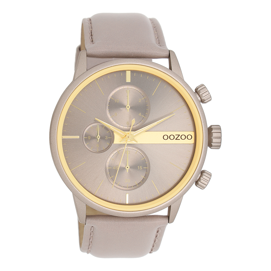 Taupe OOZOO horloge met leren band - C11315